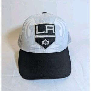 La Kings Snapback Trucker Hat‎ Cap Mesh Black White Center Ice